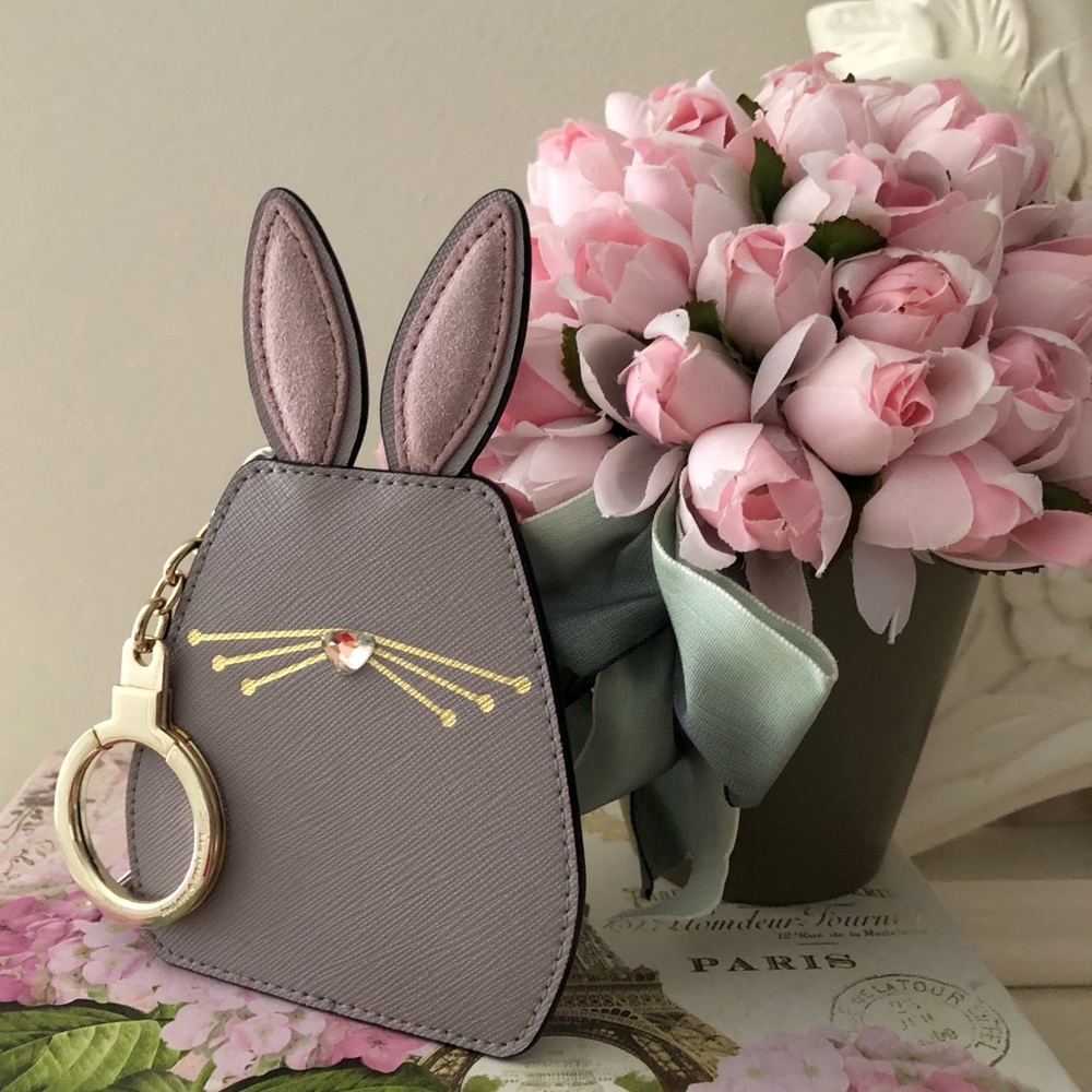 ๐Kate Spade Leather Bunny Appliquรฉ Keychain/Charm - Picture 1 of 7